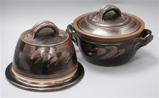 A J. Leach lidded pot and a cheese dome